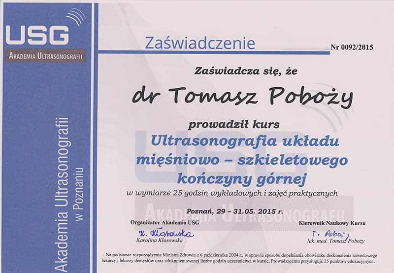 USG układu mięśniowo-szkieletowego — kończyna górna